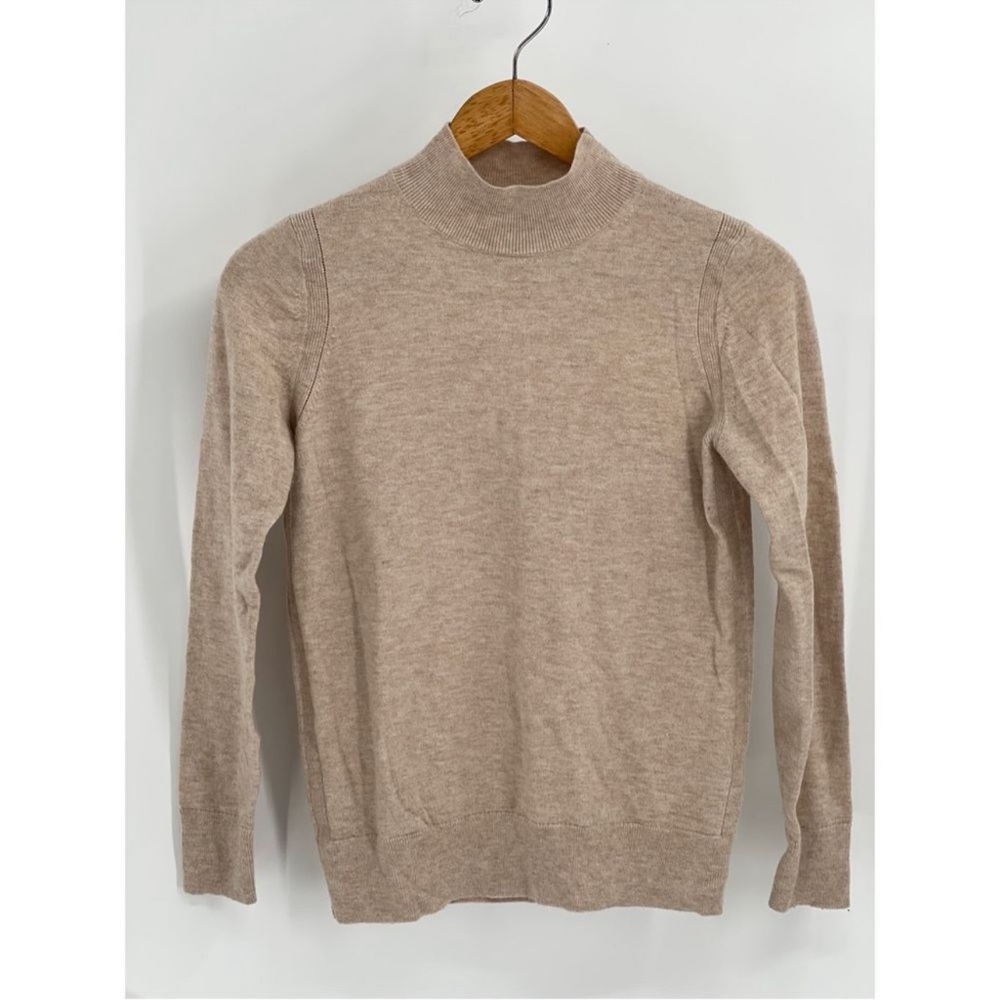 Banana Republic Merino Wool Mockneck Sweater Tan Oatmeal Women’s XS